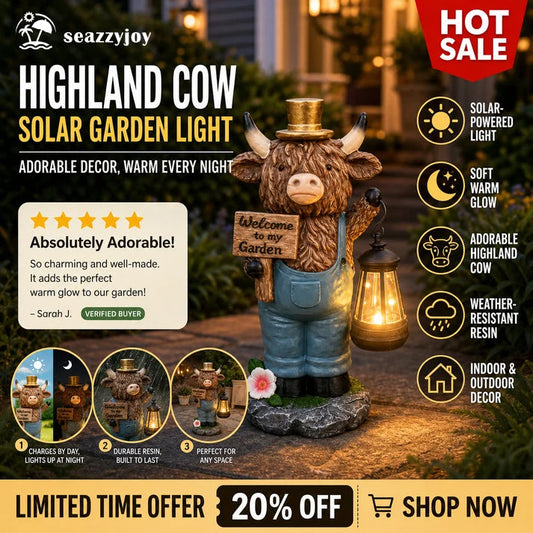 🐮✨ Solar Highland Cow Night Light – Adorable Garden Lantern That Glows Automatically at Night
