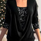 🎄Christmas Sale-50% Off🎁Sequin Loose Smocked Fake Two-Piece Top