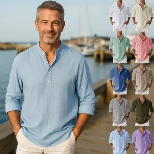 🔥Last Day Surprise Price ￡10.99!!🔥Men's Cotton Linen Shirt Long Sleeve