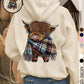 🎄🎅2026 CHRISTMAS SALE 50% OFF!!🎁✨Cute Highland Cow Cozy Fleece-Lined Hooded Sweatshirt🦬
