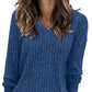 💖LAST DAY SALE 50% OFF✨Women's V Neck Long Sleeve Solid Sweater