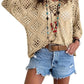 🥰Summer Sale-70% OFF💛Womens Bohemian-Inspired Beige Crochet Top With V-Neck