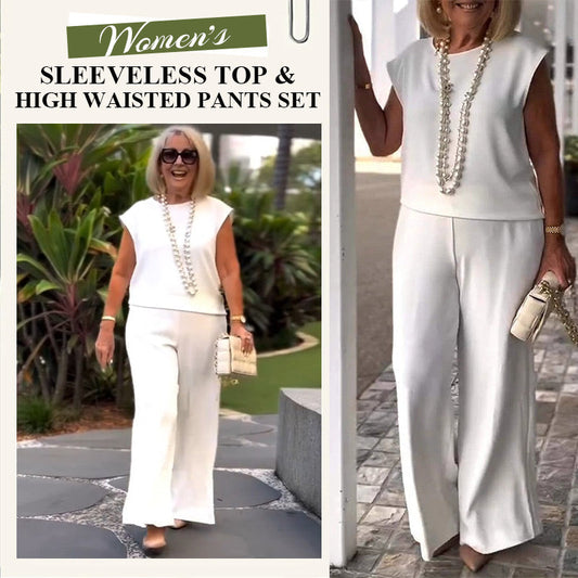 🌸 Summer New 50%OFF💐Women's Crew Neck Sleeveless Top and Pants Set