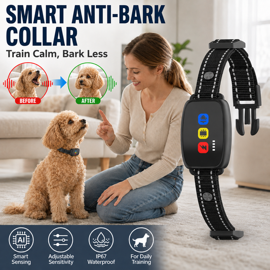 🥳2026 HOT SALE🥳💞50K+ SOLD!🍃🐾 50% OFF!Anti Bark Collar – Smart anti‑false triggering filters out other barks. IP67 waterproof & USB rechargeable – worry‑free training anywhere! 💦✅