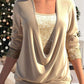 🎄Christmas Sale-50% Off🎁Sequin Loose Smocked Fake Two-Piece Top
