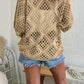 🥰Summer Sale-70% OFF💛Womens Bohemian-Inspired Beige Crochet Top With V-Neck