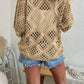 🥰Summer Sale-50% OFF💛Womens Bohemian-Inspired Beige Crochet Top With V-Neck