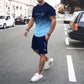 🏖️Summer Cool Deal: ONLY ￡14.99!!😎Men's Gradient Color T-Shirt & Shorts Set