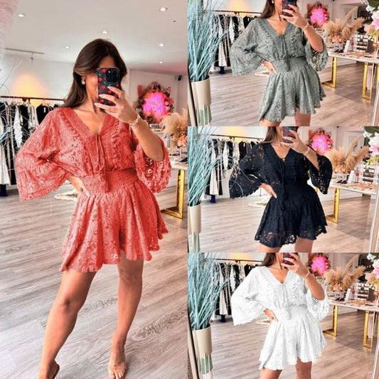 🔥Factory Direct Sales 70% OFF💕Casual Short V-Neck Lace Suit