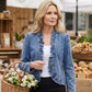 ⏳Limited-time 70% off⏰Women's Ruffle Trim Open-Front Denim Jacket🧥