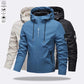 🎁💥Men's Solid Color Waterproof Windproof Drawstring Zip-up Hoodie Jacket