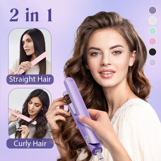 🎁Hot Sale 49% OFF⏳2-in-1 Mini Curling Wand & Flat Iron Hair Straightener