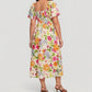⏰Summer Hot Sale 70% OFF💃Floral Smocked Square Neck Midi Dress with Pockets