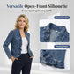 ⏳Limited-time 70% off⏰Women's Ruffle Trim Open-Front Denim Jacket🧥