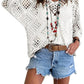 🥰Summer Sale-70% OFF💛Womens Bohemian-Inspired Beige Crochet Top With V-Neck