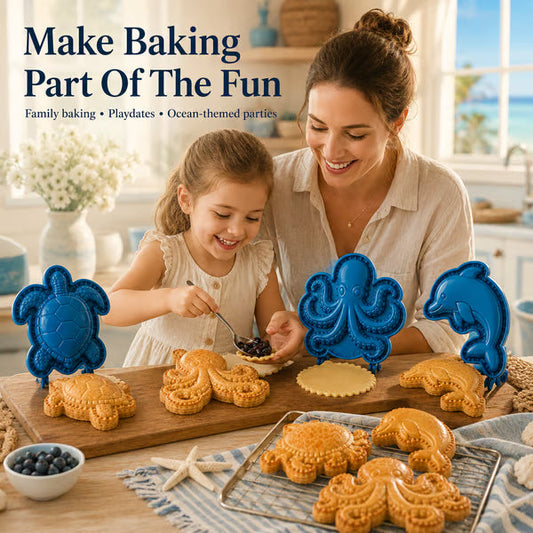 🏆 Last Day Special Price £5.99 🔥50% OFF – 🌊 8-Design Ocean Filled Pie Press Collection | Reusable Hinged Molds for Cutting, Filling, Shaping & Sealing Marine-Themed Hand Pies 🥧✨