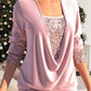 🎄Christmas Sale-50% Off🎁Sequin Loose Smocked Fake Two-Piece Top