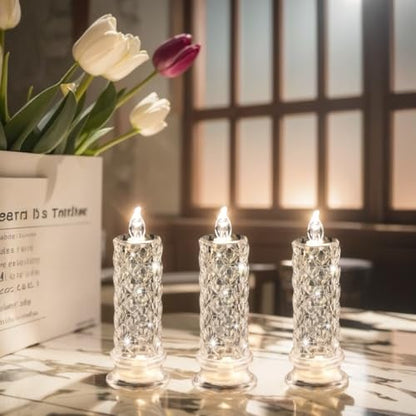 🔥Christmas Sale-Buy 1 Get 2 Free!!🎅LED Crystal Candle Lights- Romantic Tabletop Night Lights