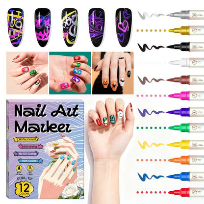 🥳2026 HOT SALE- 50% OFF!🥳💞50K+ SOLD!✨🎨Dual‑Tip Nail Art Pens – Quick‑dry, no UV lamp.Fine & brush tips 💅Easy DIY at home. No smudges, just art! 🖌️