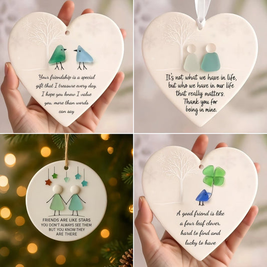 💞LAST DAY SALE 60% OFF!🧣💙Heart-Shaped Sea Glass Friendship Decor🌊✨ Crafted by Hand