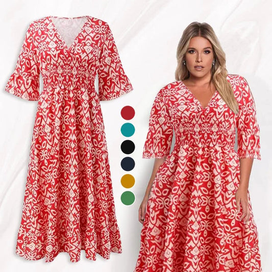 🔥Hot Sale 40% OFF - Free Shipping 💞Bohemian Casual Print V-neck Long Dress