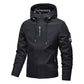 🎁💥Men's Solid Color Waterproof Windproof Drawstring Zip-up Hoodie Jacket