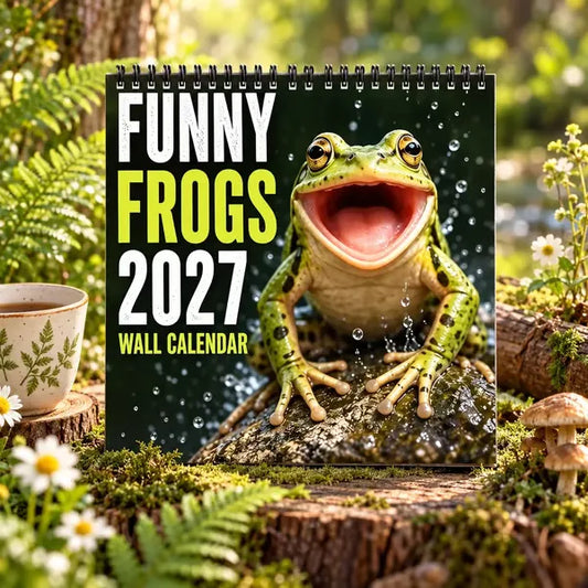 ⭐New Arrival🐸Funny Frogs 2027 Wall Calendar – Cute Humorous Frog Calendar, Quirky Amphibian Gift, Nature & Wildlife Decor