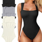 ✨HOT SALE 49% OFF✨🩱Sexy Ribbed Strappy Square Neck Sleeveless Tummy Control Tank Tops Bodysuits