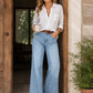 🏆🔥2026 New Arrivals 💕50K+ SOLD!💥 50% OFF!💖High-Waist Wide-Leg Jeans with Button Detail