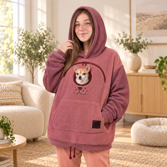 🥳2026 HOT SALE🥳💞50K+ SOLD🐾2026 A must-have for pet lovers 💞 Cozy Fleece Pet Bonding Pouch Hoodie – Warm & Supportive Small Pet Carrier Clothing