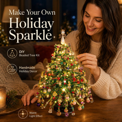 🔥Hot Sale 50% OFF🔥 Elegant Beaded Mini Christmas Tree – Collector's Holiday Decor Set, Tabletop 🎄