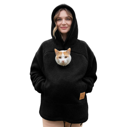 🐾 Cozy Fleece Pet Bonding Pouch Hoodie – Warm & Supportive Small Pet Carrier Clothing