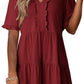 🔥2026 Summer Hot Sale 70% OFF💐Women's V Neck Ruffle Casual A-Line Flowy Swing Shift Dress