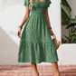 🌈2026 Summer Hot Sale 50% OFF!✨Square Neck Floral Midi Dress – Smocked Bodice, Flowy Tiered Skirt, Romantic 🌸