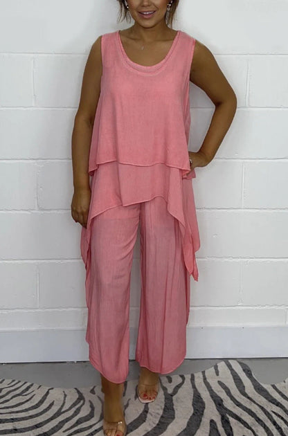 💕HOT SALE 49% OFF🌷Casual Sleeveless Loose Top and Pants Suit