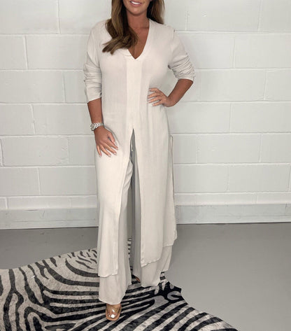 💕 DIRECT FACTORY SALE 49% OFF!⏳Two Piece Casual Long Top and Casual Trousers😍