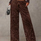 🍂LAST DAY SALE 70% OFF👍💖Women's Sequin Sparkle Wide Leg Pants with Elastic Waistband