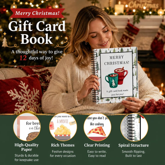 🔥⏰ LAST DAY SALE ONLY￡6.99!! 🎅Christmas Gift Card Booklet -👍DIY Spiral-Bound Christmas Gift Card Holder Book