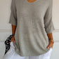 💖LAST DAY SALE 51% OFF🥰Solid Color Knitted V-neck Top