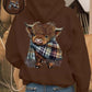 🎄🎅2026 CHRISTMAS SALE 50% OFF!!🎁✨Cute Highland Cow Cozy Fleece-Lined Hooded Sweatshirt🦬