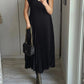 Women Pleated Simple Solid Color Dress