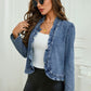 ⏳Limited-time 70% off⏰Women's Ruffle Trim Open-Front Denim Jacket🧥