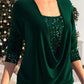 🎄Christmas Sale-50% Off🎁Sequin Loose Smocked Fake Two-Piece Top