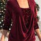 🎄Christmas Sale-50% Off🎁Sequin Loose Smocked Fake Two-Piece Top