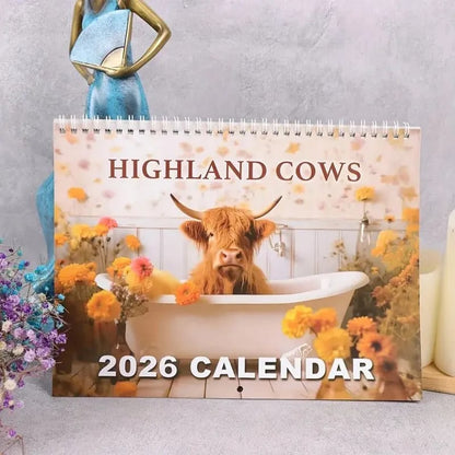 🔥LAST DAY 50% OFF -📅2026 Bathtub Highland Cow Calendar