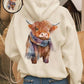 🎄🎅2026 CHRISTMAS SALE 50% OFF!!🎁✨Cute Highland Cow Cozy Fleece-Lined Hooded Sweatshirt🦬