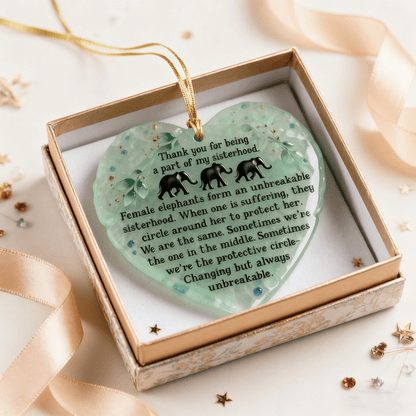 🔥Last Day 50% OFF -🎁🐘Heartfelt Elephant Sisterhood Keepsake - Ceramic Heart Ornament