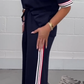 💖Limited Sale 50% OFF💖Side Stripe Short Sleeve T-Shirt & Wide Leg Joggers Set
