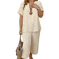 🧡Summer Hot Sale 50% OFF!!⚡Women's Solid Short Sleeve Top & Loose Wide Leg Pants 2-Piece Set