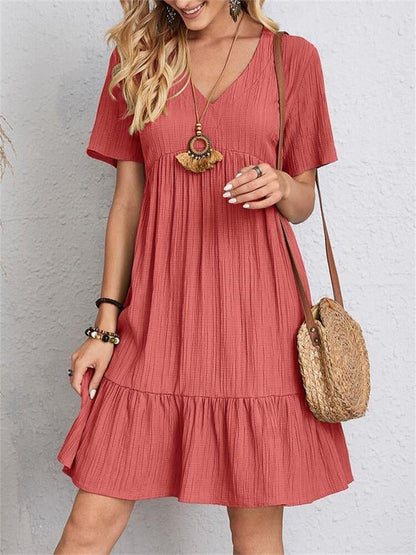 🎁Hot Sale 50% OFF⏳ Free Shipping✈️Retro V-neck Loose Casual Dress